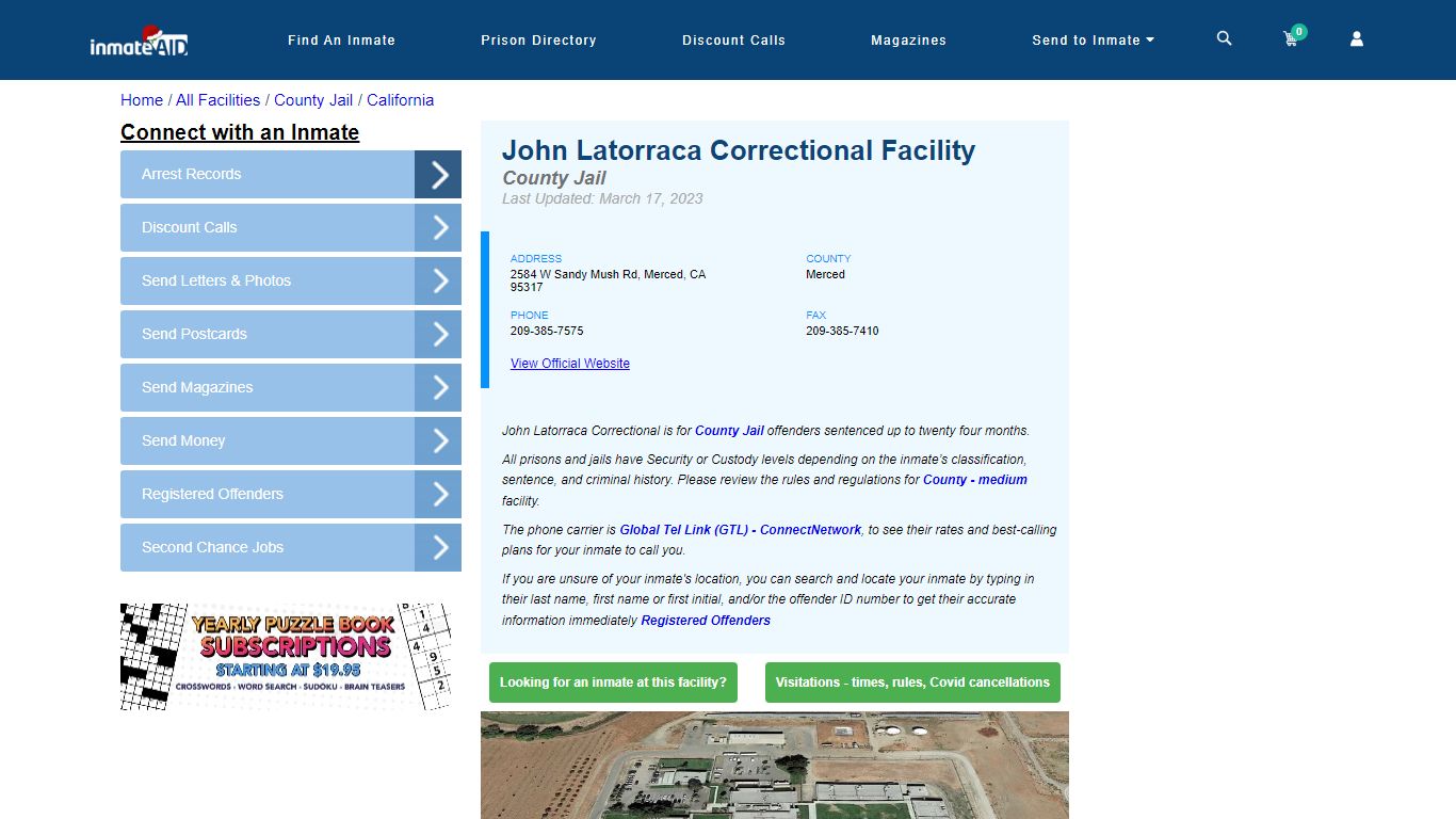 John Latorraca Correctional Facility - Inmate Locator - Merced, CA
